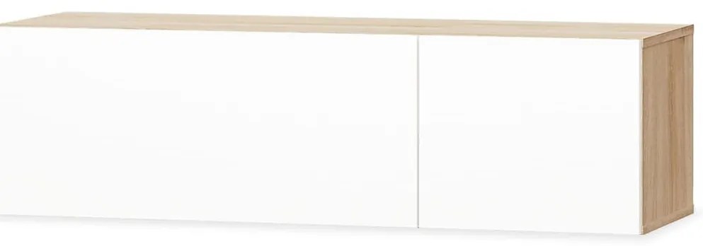 tölgyfa/fehér magasfényű furnér TV szekrény 120 x 40 x 34 cm
