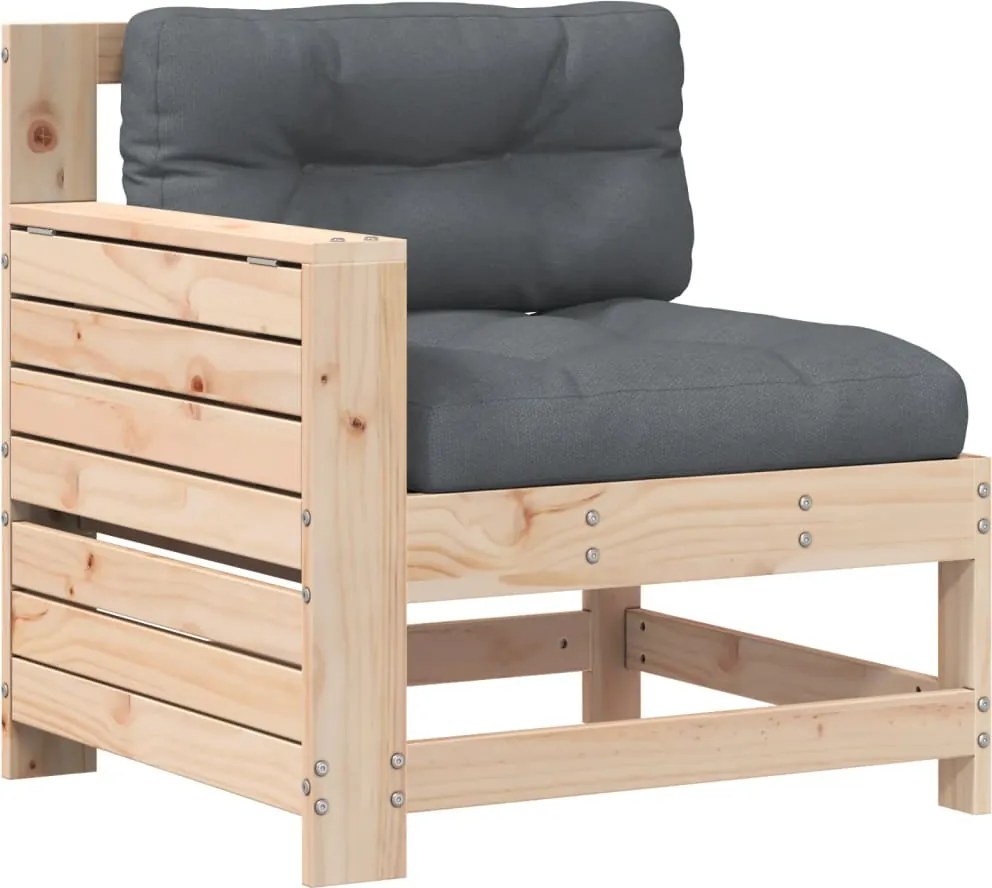 vidaXL tömör fenyőfa kerti karfás kanapé párnával