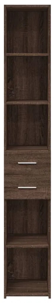 barna tölgy színű szerelt fa magasszekrény 30 x 42,5 x 185 cm