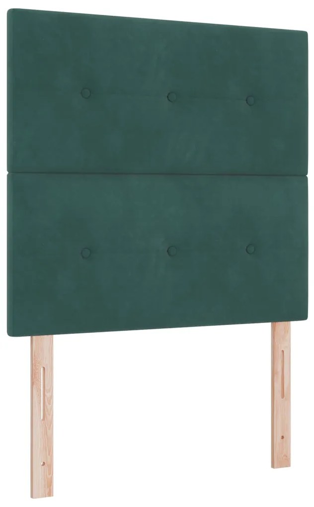 Box Spring Ágy Matraccal & Pad Sötét Zöld 90x190 cm Bársony
