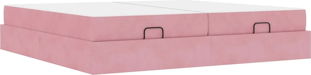 vidaXL Ágykeret matraccal matracmal 2 pcs Rózsaszín Bársony