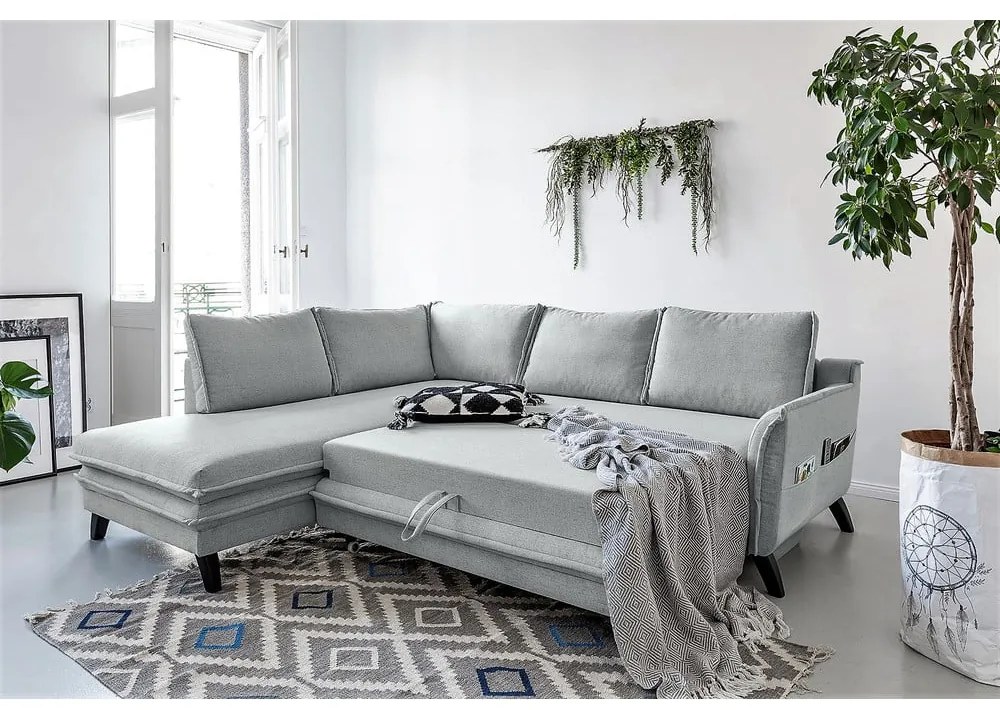 Charming Charlie L világosszürke kinyitható sarokkanapé, bal oldali - Miuform