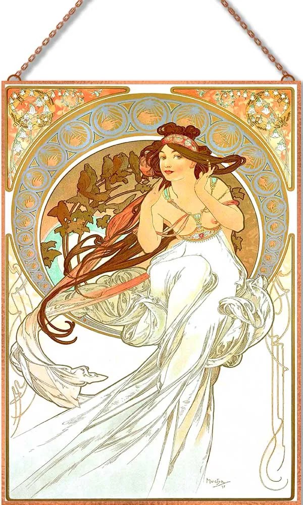 Alfons Mucha - Zene üvegkép, falikép