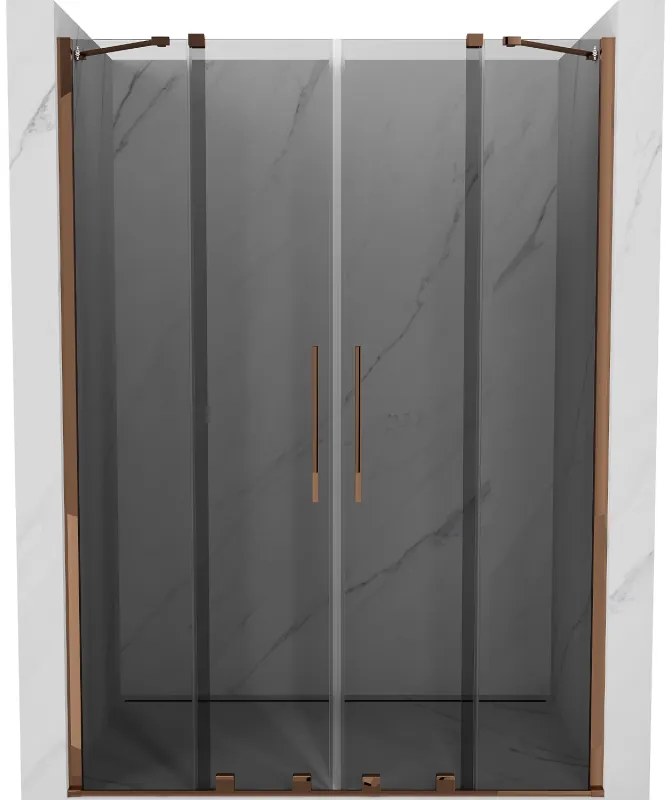 Mexen Velar Duo, tolózuhanyajtó nyitáshoz 160 cm, 8mm szürke üveg, rózsaszín arany, 871-160-000-42-60