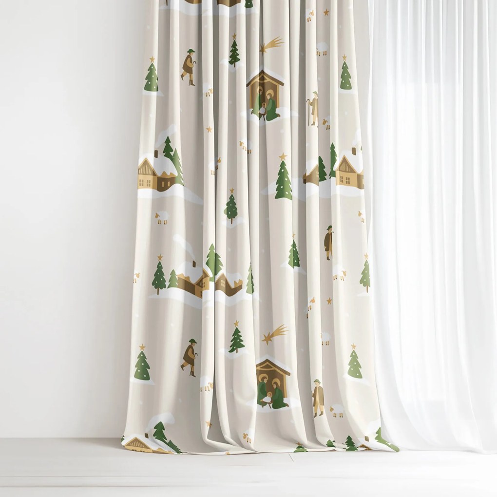 Goldea karácsonyi pamut drapéria - karácsonyi dalok 140x150 cm