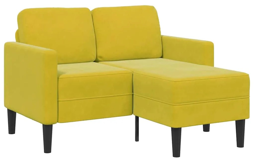 sárga bársony 2 üléses kanapé L-alakú kanapéval 125 cm