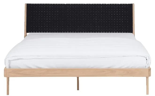Fawn tömör tölgyfa ágy fekete fejtámlával, 140 x 200 cm - Gazzda