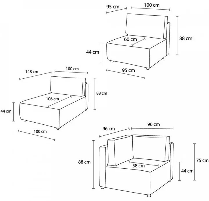 Kordbársony sarokkanapé ("U" alakú-variálható) Nihad modular – Bobochic Paris