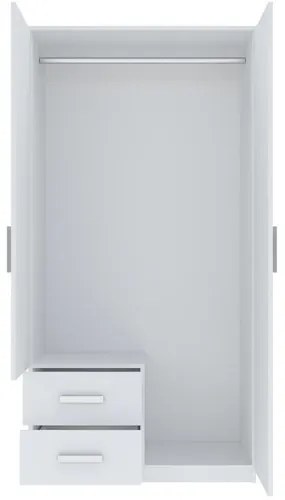 Kétajtós Tükrös Gardróbszekrény Fehér Színben. TAMINA 100 cm.