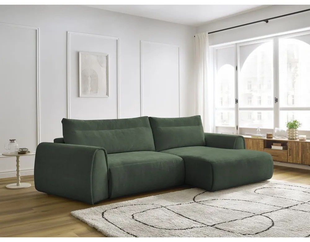 Sötétzöld sarokkanapé Aden – Bobochic Paris