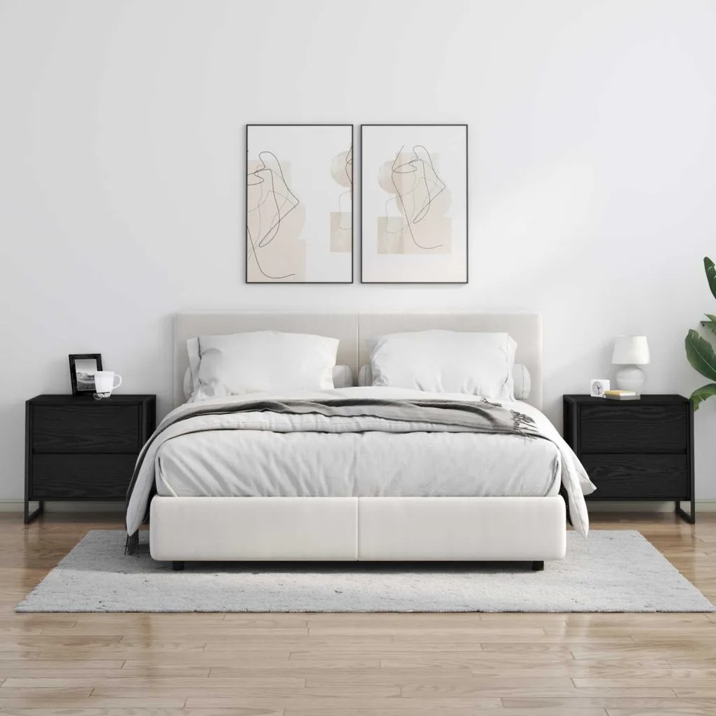 Éjjeli asztal fiókkal Fekete tölgy 50 x 39.5 x 50 cm Faanyag