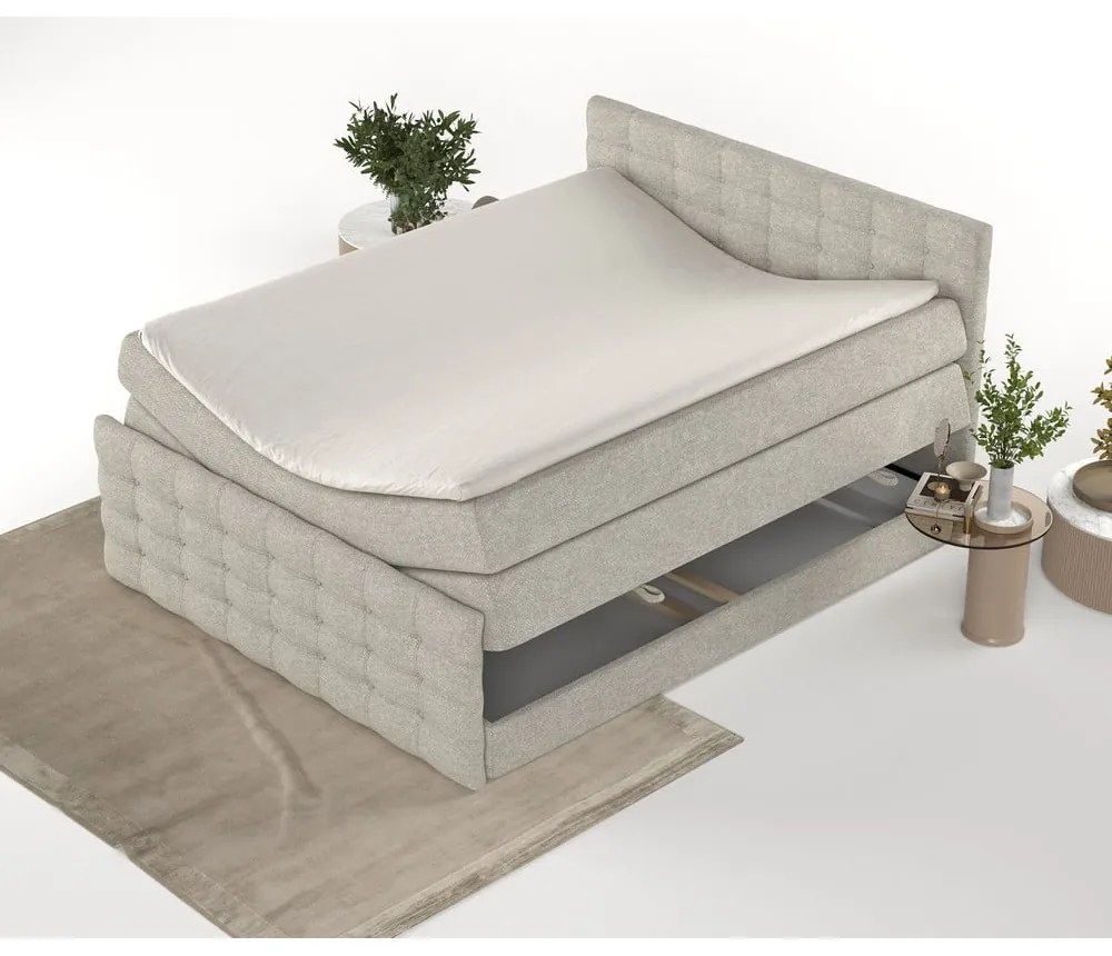 Bézs ágyneműtartós boxspring ágy 160x200 cm Blend – Maison de Rêve