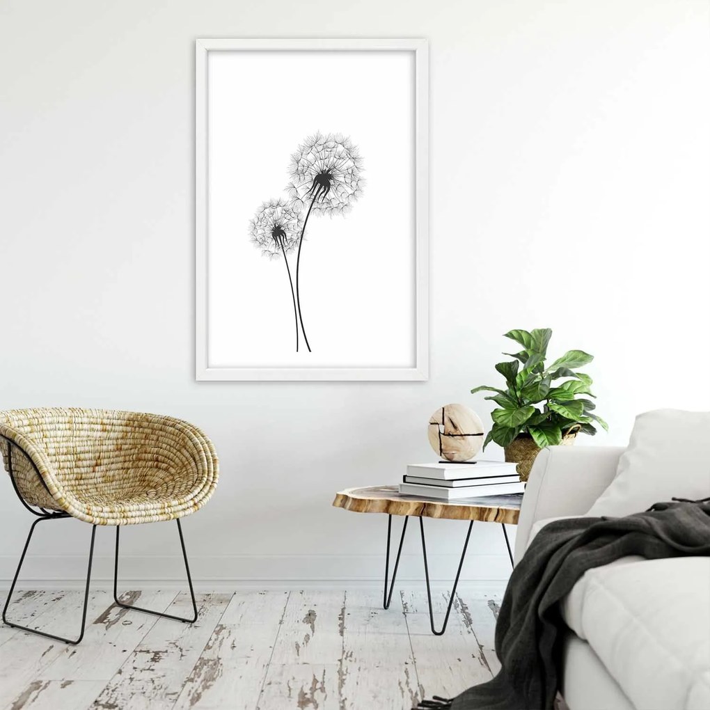 Gario Poszter Rajzolt két pitypang A keret színe: Természetes, Méret: 40 x 60 cm