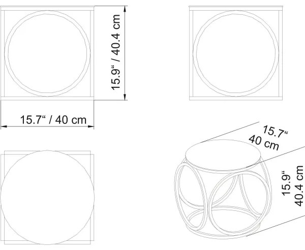 Kisasztal MIMO 40x40 cm arany/fekete