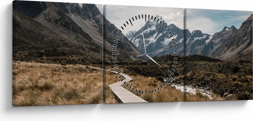 Kép - Sétány a hegységben Mt. Cook (órával) (90x30 cm)