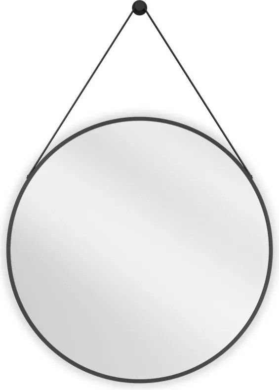 Mexen String kerek fürdőszobai tükör 70 cm, fekete keret - 9854-070-070-000-70