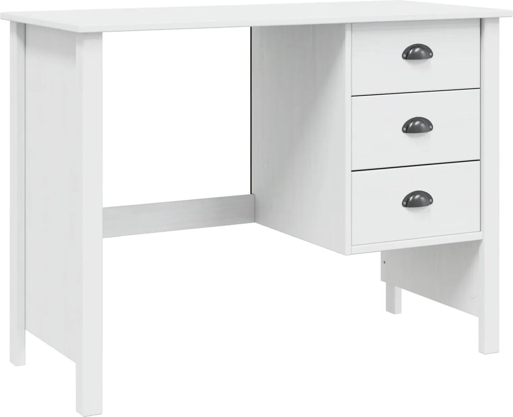 vidaXL Fiókos Asztal fiókkal Fehér 100 x 45 x 74 cm Tömör fenyőfa