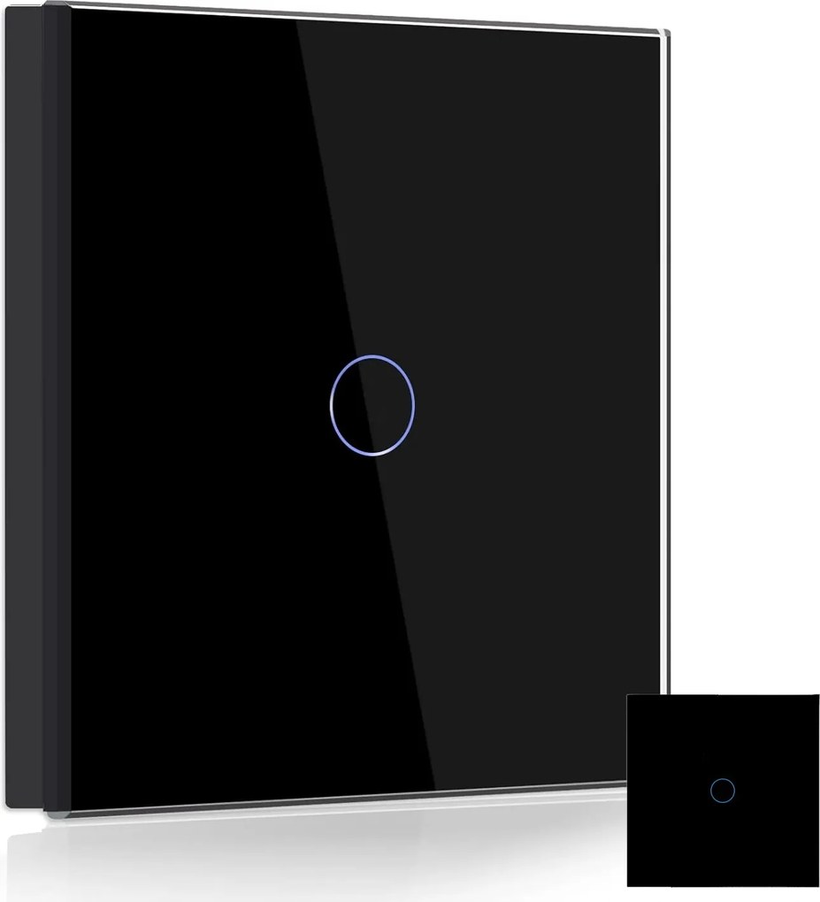 Érintőkapcsoló Fénykapcsoló Üveg Led Fekete Szimpla 1G FI60