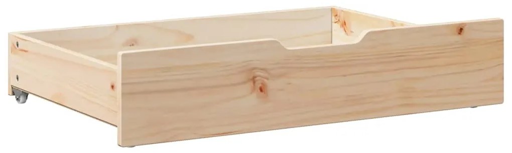2 db tömör fenyőfa ágy alatti fiók kerekekkel 80 x 55 x 16 cm