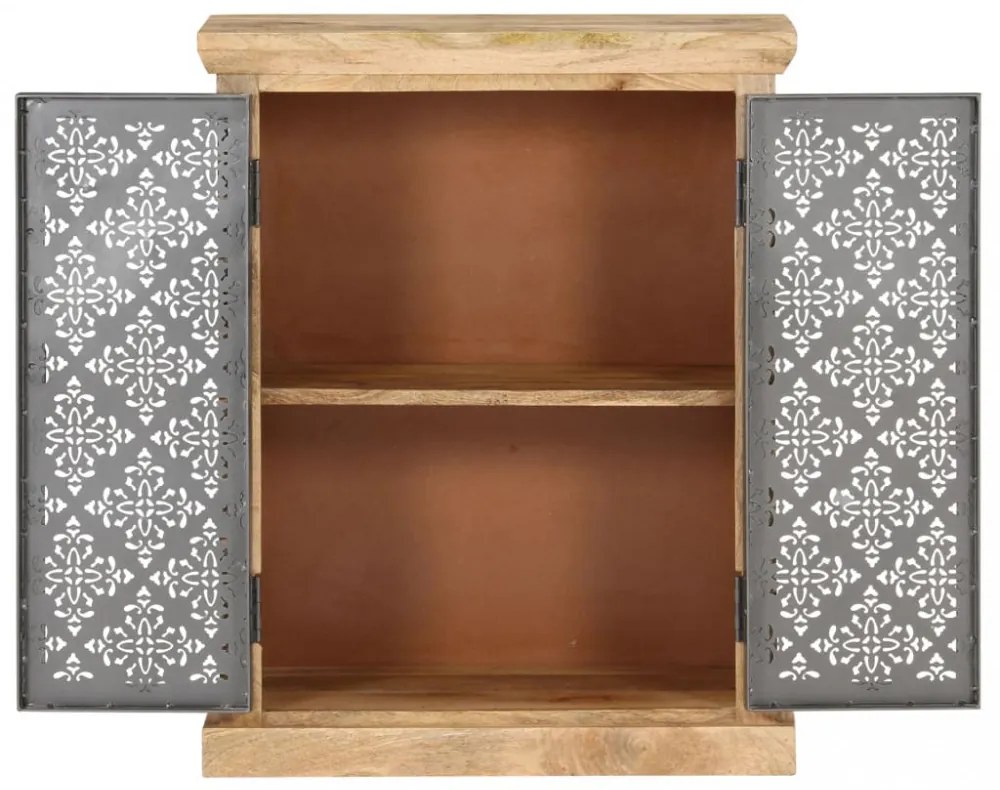 tömör mangófa komód acélajtókkal 60 x 35 x 75 cm