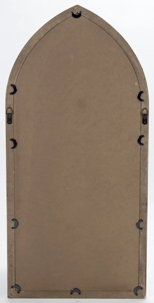 Ablak formájú fali tükör koptatott vintage fehér bézs fa keretben 93x44,5x3cm