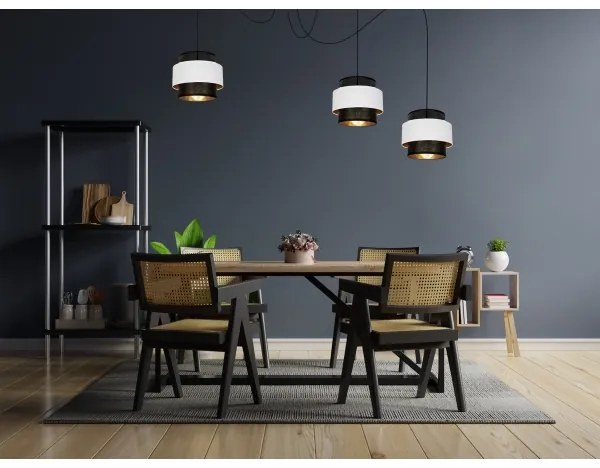 Csillár zsinóron NESS 3xE27/60W/230V pók fekete/fehér