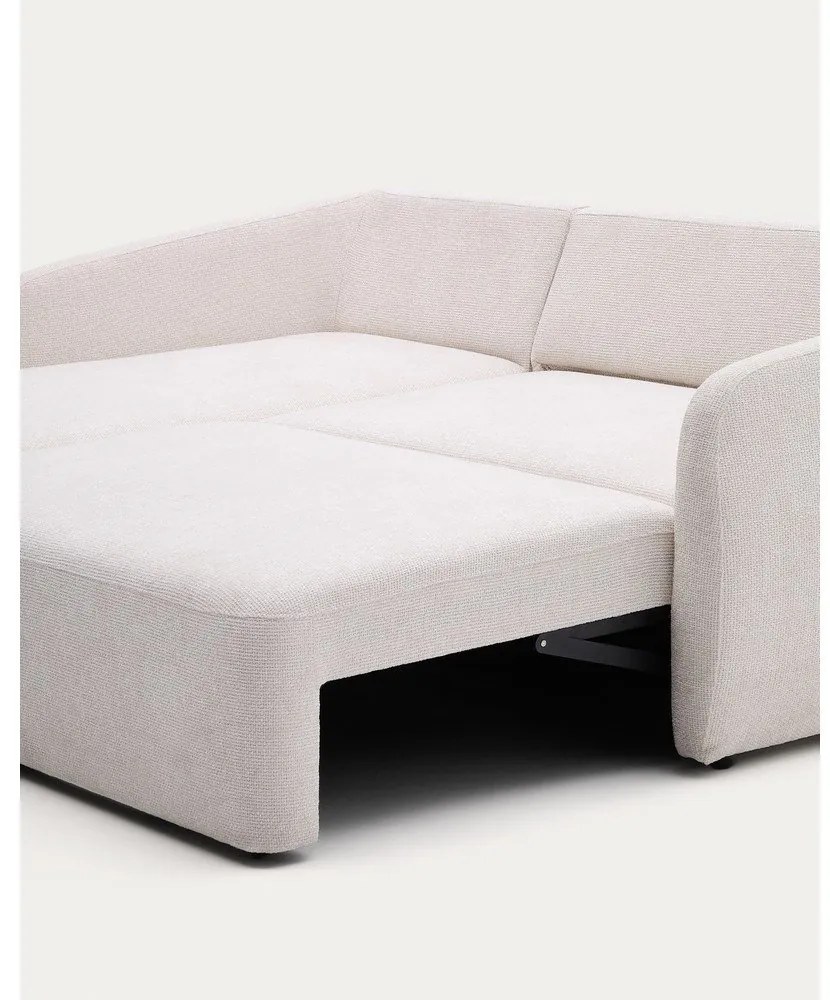 Krémszínű zsenília kinyitható sarokkanapé (bal oldali-heverő résszel) Laira – Kave Home