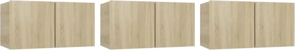 vidaXL 3 db sonoma tölgy függő TV-szekrény 60 x 30 x 30 cm