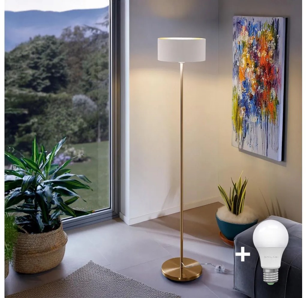 LED állólámpa TUNJA 1xE27/20W/230V átm. 30 cm arany/fehér