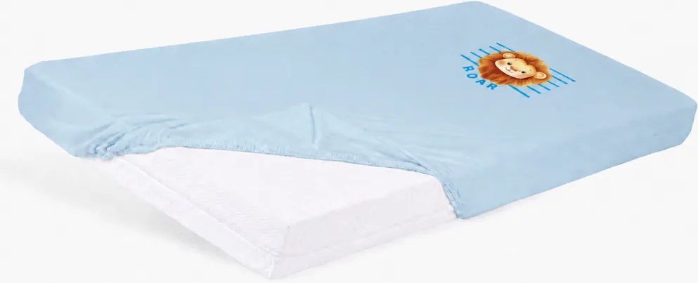 Bébi pamut gumis lepedő 60x120/70x140 - Oroszlán mintával