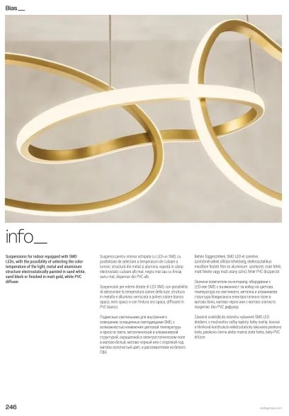 Redo 01-3392 - Dimmelhető LED csillár acélsodronyon BIAS LED/120W/230V aranyszínű