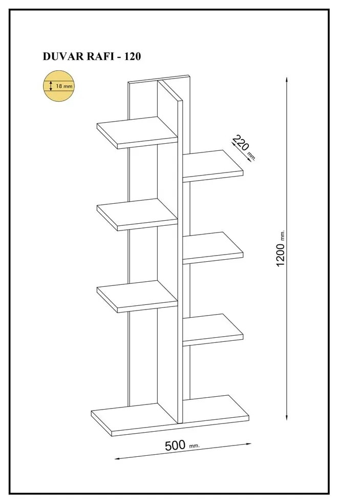 Natúr színű könyvespolc borovi fenyő dekorral 50x120 cm Long – Gauge Concept
