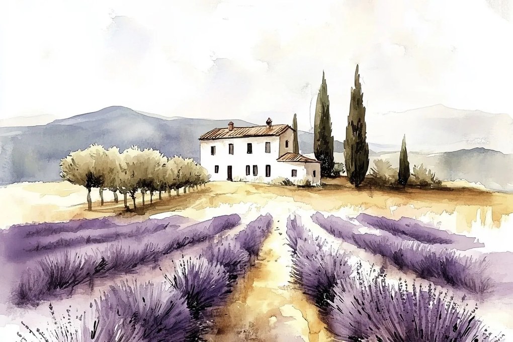 Fotótapéta Flizelina Tájkép Olaszország Toszkána Olíva Levendula 254x184 ragasztó