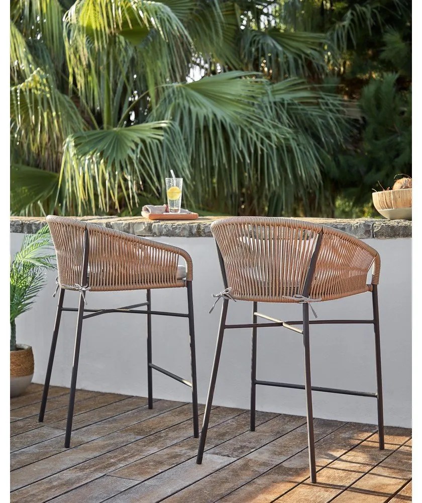 Bézs fém-párnázott kerti bárszék Yanet – Kave Home