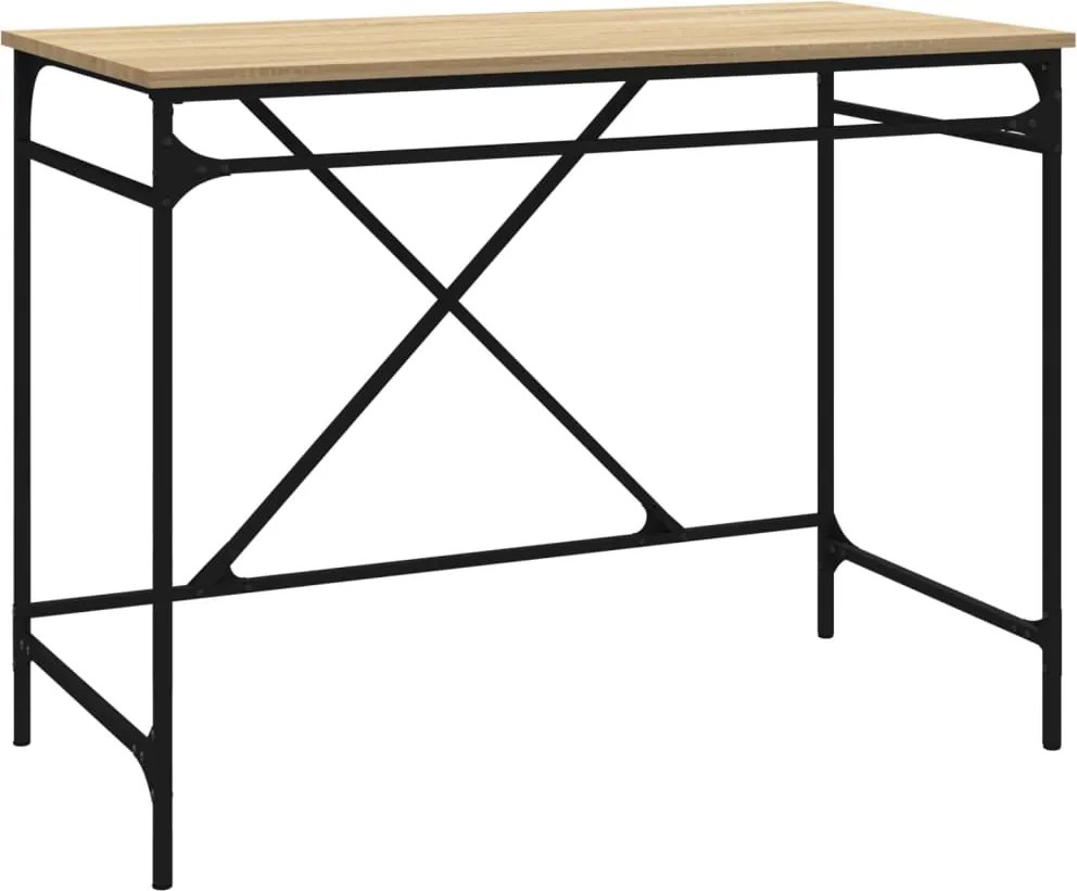 vidaXL sonoma tölgyszínű szerelt fa és vas íróasztal 100x50x75 cm