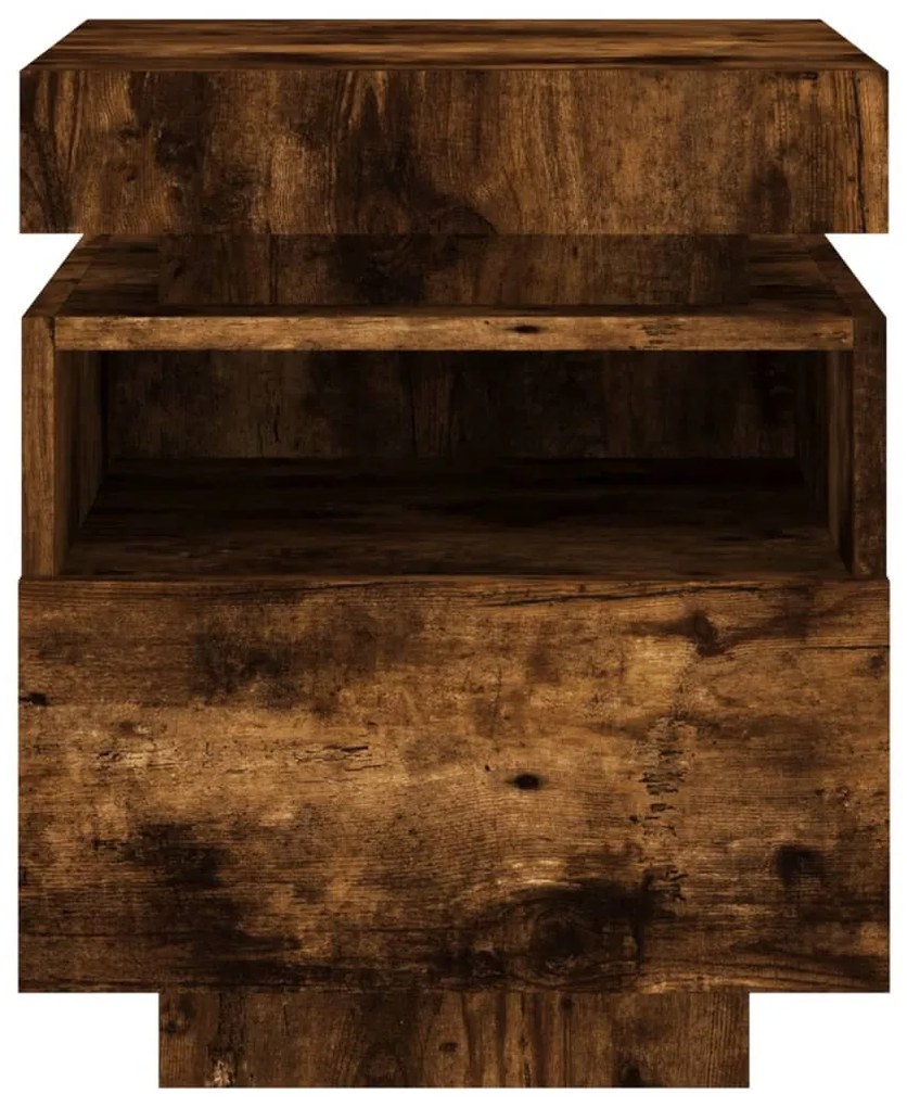 2 db sonoma tölgy éjjeliszekrény LED-fényekkel 40x39x48,5 cm