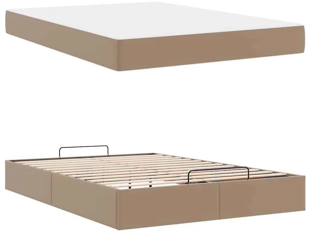 Ágykeret matracmal Cappuccino 160 x 200 cm Műbőr