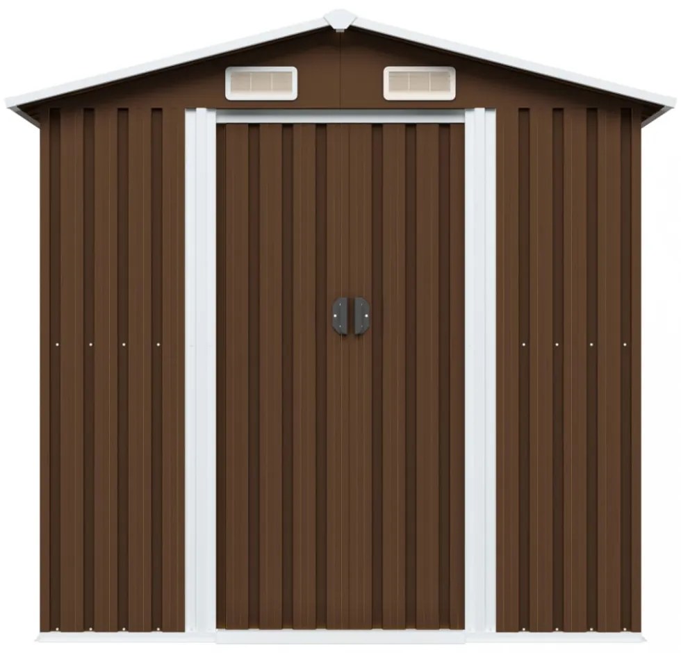 barna acél kerti fészer 204 x 132 x 186 cm