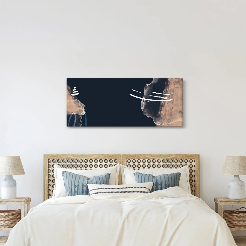 Kép - Sötétkék absztrakció (120x50 cm)
