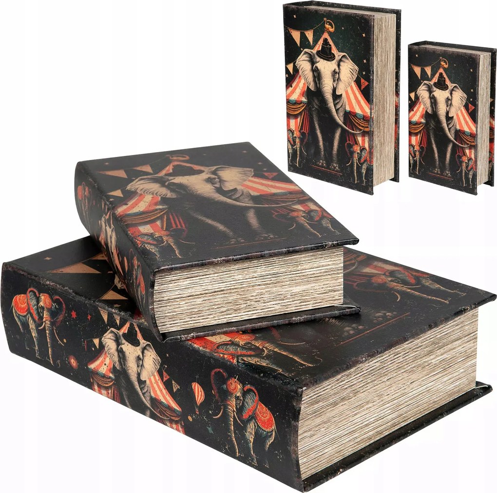 Doboz Rendező Könyv utánzat hamis 2 db elefánt ékszer ajándék