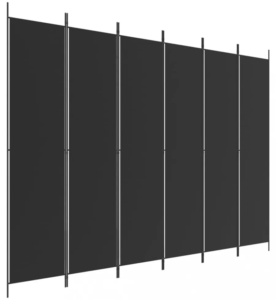 6 paneles fekete szövet térelválasztó 300x220 cm