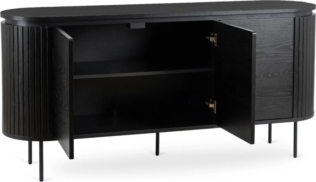 Komód 160 cm méretben, háromajtós kivitelben, fekete színben BECK