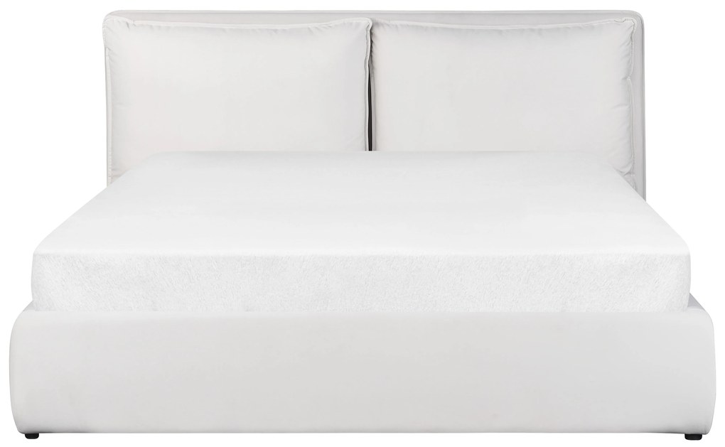 Törtfehér bársony ágyneműtartós franciaágy 160 x 200 cm BAJONNA Beliani
