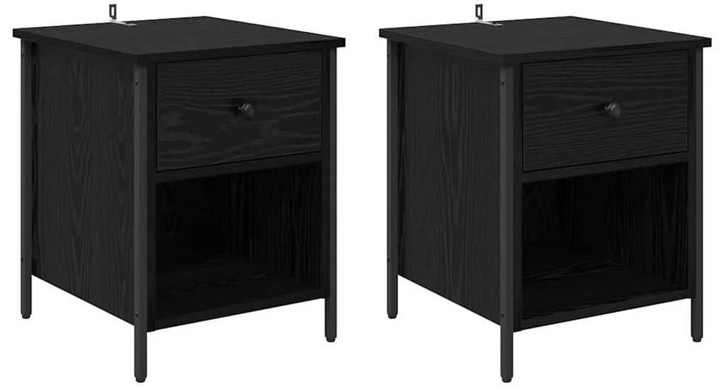 Éjjeliszekrény 2 pcs Musta tammi 40 x 42 x 50 cm Faanyag