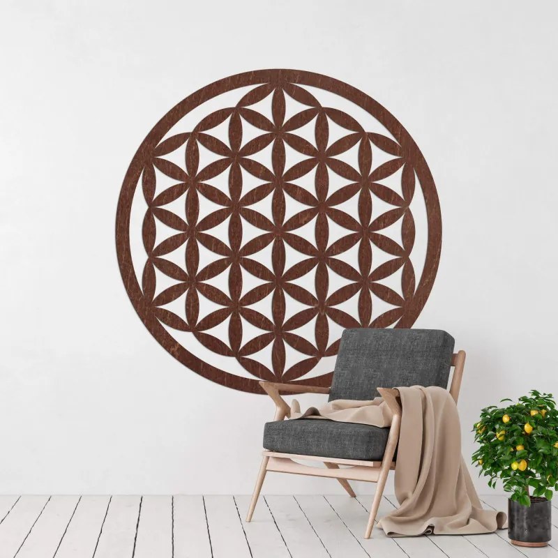 Elegáns, faragott fa mandala falra - FLORUM