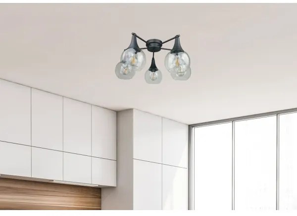 Felületre szerelhető csillár  STAR 5xE27/60W/230V fekete/átlátszó