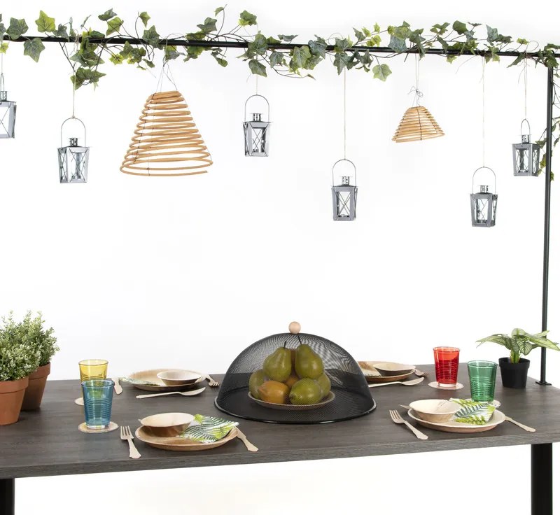 Asztalra szerelhető állítható dekorációs állvány, fekete, 117-211 cm