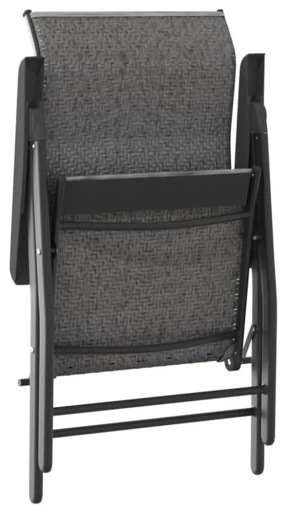 2 db szürke polyrattan összecsukható kerti szék