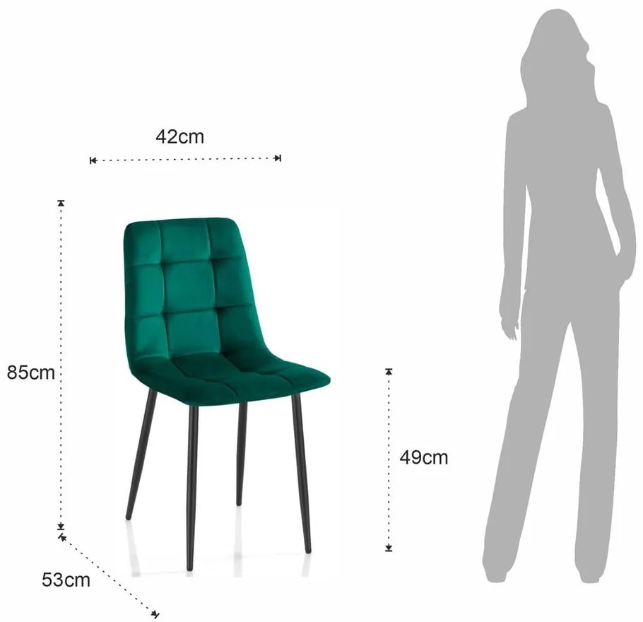 Zöld bársony étkezőszék szett 2 db-os Faffy – Tomasucci