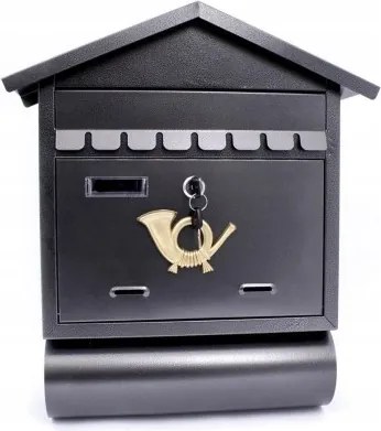 Levéltartó doboz vízszintes házikó szürke, csővel